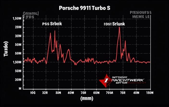 Leistungsdiagramm eines Porsche 911 Turbo S, das die Steigerung von PS und Drehmoment nach dem Tuning deutlich zeigt.